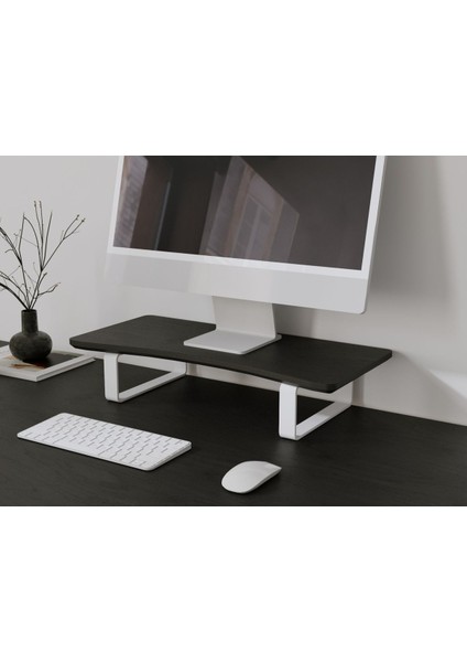 Luxury Doğal Ahşap Monitör Yükseltici Monitor Altlığı Monitör Sehpası Curve Tek Monitör 1 Adet