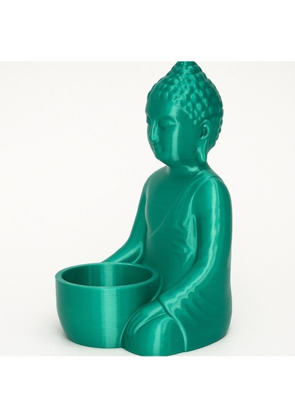 Luxury Buda Figür Mumluk – Parlak Yeşil Mumluk - 15 cm - Dekoratif Çay (Tealight) Mumluk 1 Adet modelleri