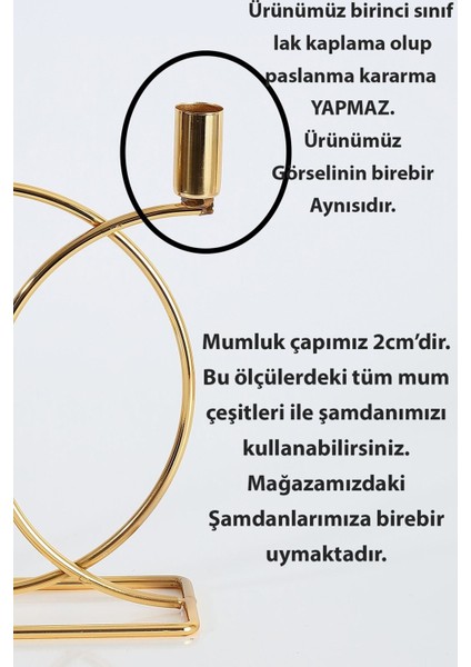 Luxury Metal Geometrik 3 Lü ( Üçlü ) Gold Şamdan Mumluk Dekoratif Mumluk 23CM Paslanmaz Kaplama Ev Dekoras 1 Adet
