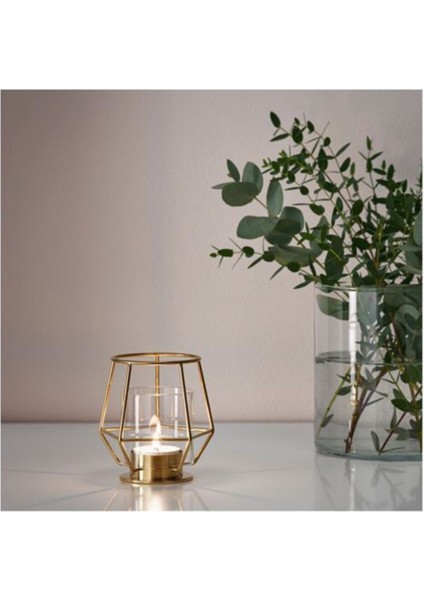 Luxury Dekoratif Keyif Zamanı Tealight Mumluk ( 10 cm ) Sarı 1 Adet