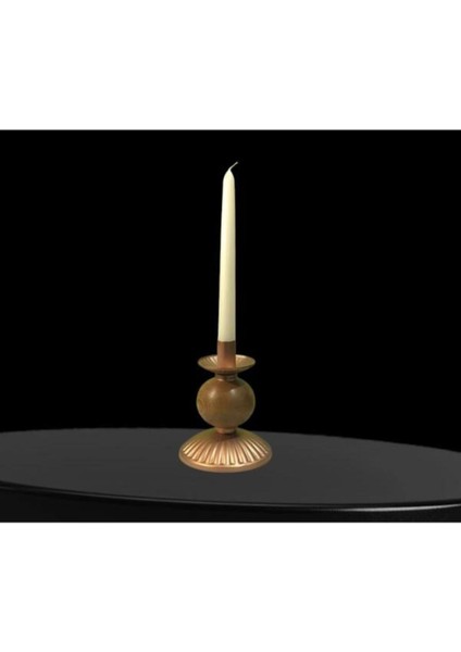 Luxury Tekli Pino Mumluk Ahşap Top Detaylı Bakır Küçük 1 Adet