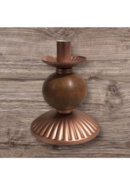Luxury Tekli Pino Mumluk Ahşap Top Detaylı Bakır Küçük 1 Adet