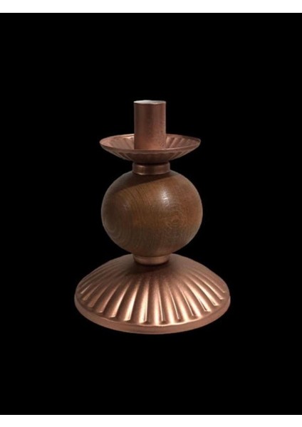 Luxury Tekli Pino Mumluk Ahşap Top Detaylı Bakır Küçük 1 Adet
