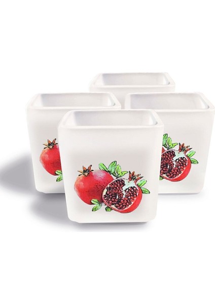 Luxury Dekoratif Buzlu Cam Mumluk Nar Desen 8x8 cm (4 Adet) 1 Adet fırsatları