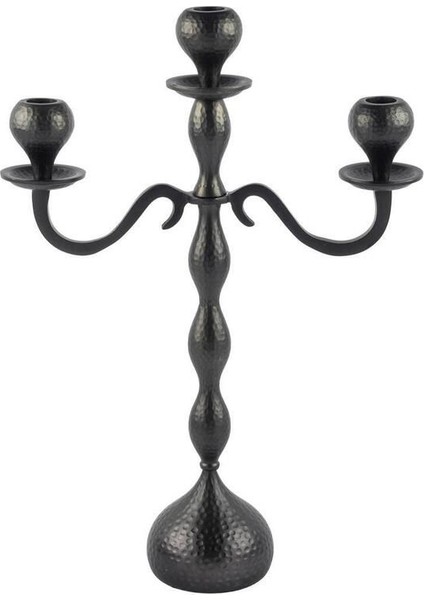Luxury Siyah Boğumlu 3 Kollu Şamdan 30X10X43CM 1 Adet