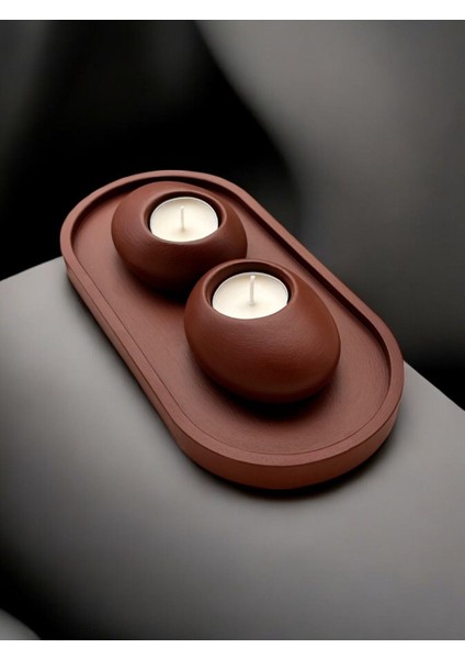 Luxury Minimalist 3’lü Kahverengi Dekoratif Mumluk Seti – Doğal & Şık Tasarım 1 Adet modelleri