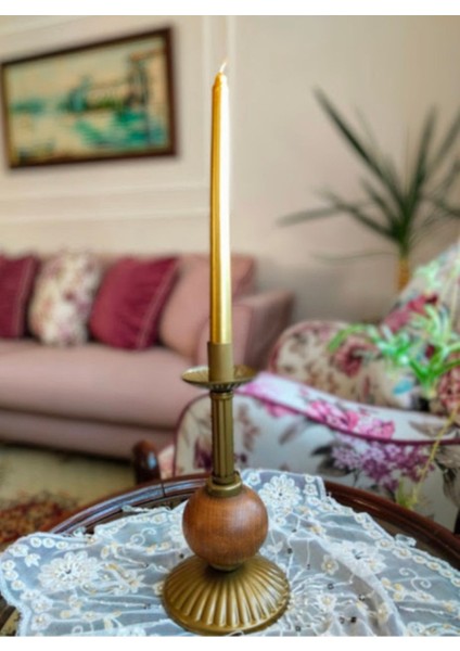 Luxury Tekli Pino Mumluk Ahşap Top Detaylı Eskitme 1 Adet