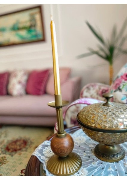 Luxury Tekli Pino Mumluk Ahşap Top Detaylı Eskitme 1 Adet