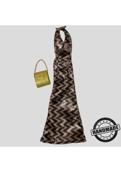 Luxury Oyuncak Bebek Kıyafeti - Zikzak Desenli Elbise 1 Adet