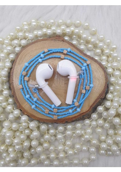Luxury Zincir-Airpods Askısı-Yeni Nesil Kulaklık Zinciri-Hediyelik-Mavi 1 Adet