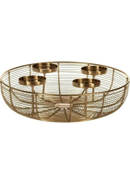Luxury 427163 "hagony" Gold Metal Şamdan- Mumluk 10CM Yüksekliğinde 36CM Çapında 1 Adet