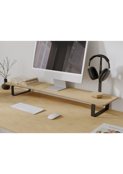 Luxury Doğal Ahşap Monitör Yükseltici Monitor Altlığı Monitör Sehpası Curve 1 Adet