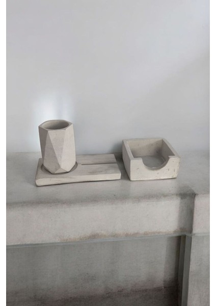 Luxury Ham Beton Masa Üstü Kalemlik Seti Organizer 1 Adet fiyatları
