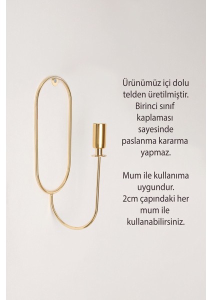 Luxury Elips Duvar Şamdanı Mumluk Gold Dekorasyon Aksesuar Tekli Dekoratif Mumluk Paslanmaz Kaplama 1 Adet fiyatları