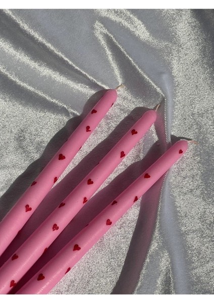 Luxury Tekli Pembe Renkli Kırmızı Kalpli Şamdan Kokulu Mum 1 Adet fiyatları