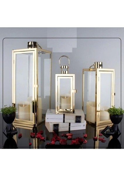 Luxury 3 Lü Fener Ferforje Şamdan Mumluk 1 Adet