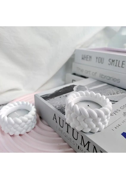 Luxury Tealight Pinterest Model Dekoratif Örgü Mumluk 2 Adet 1 Adet