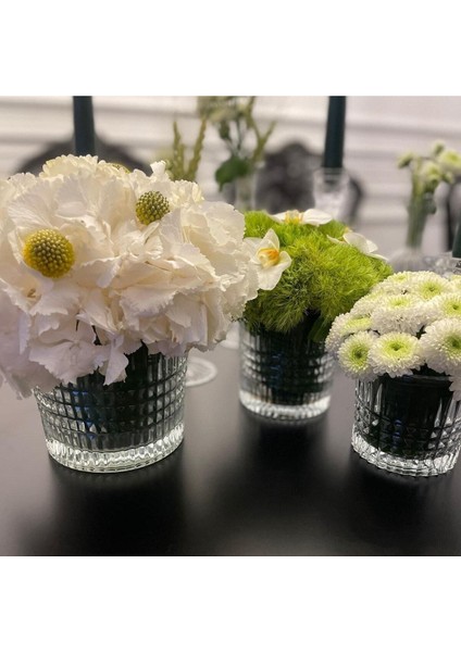 Luxury Kristal Kesme Mumluk Vazo 3 Lü Set 1 Adet
