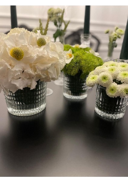 Luxury Kristal Kesme Mumluk Vazo 3 Lü Set 1 Adet