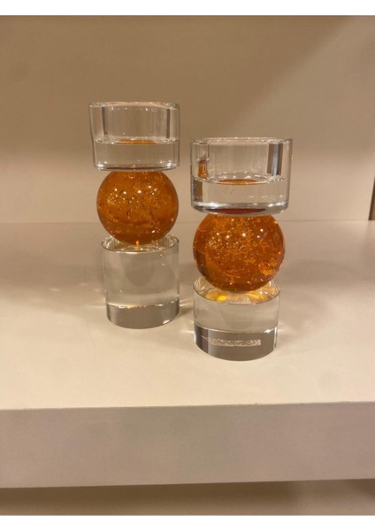 Luxury 2'li Mumluk Kristal Oranje 1 Adet
