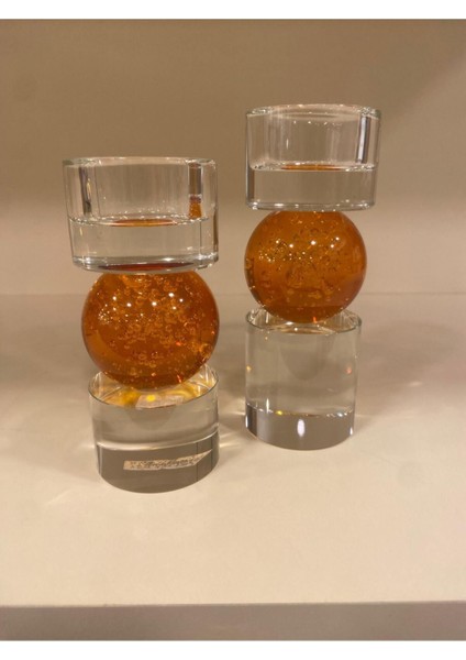 Luxury 2'li Mumluk Kristal Oranje 1 Adet modelleri