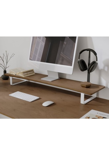 Luxury Doğal Ahşap Monitör Yükseltici Monitor Altlığı Monitör Sehpası Curve 1 Adet