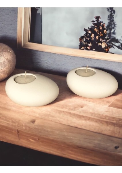 Luxury Taş Görünümlü Mumluk Set 2'li Set 1 Adet