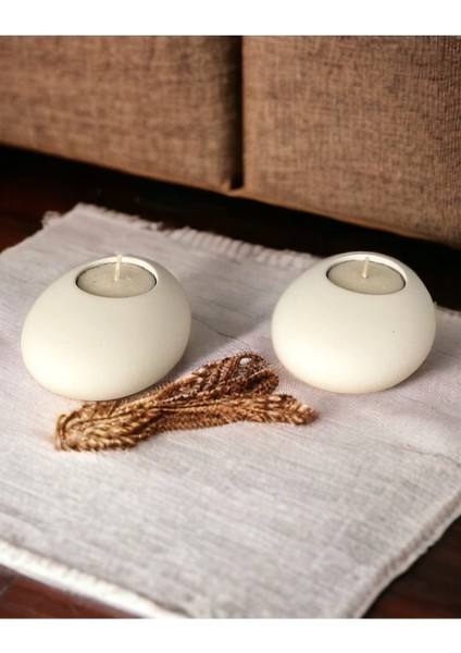 Luxury Taş Görünümlü Mumluk Set 2'li Set 1 Adet