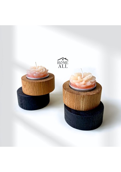 Luxury Ahşap Mumluk 2'li 1 Adet