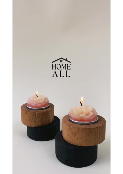 Luxury Ahşap Mumluk 2'li 1 Adet