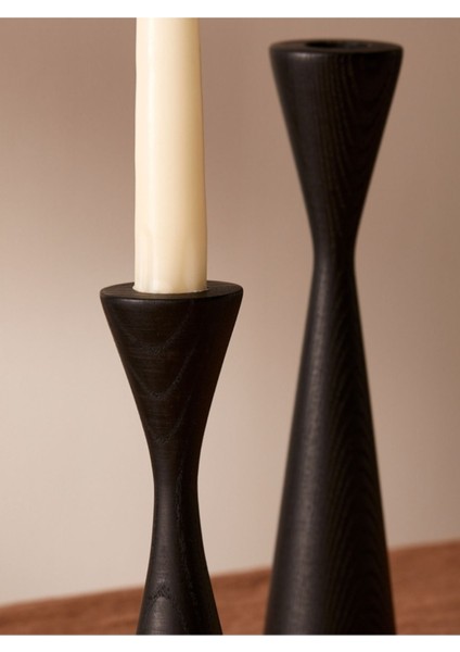 Luxury Siyah Ahşap Şamdan Seti - 2'li Dekoratif Mumluk (15 Cm, 20 Cm) Modern ve Şık Tasarım 1 Adet fiyatları