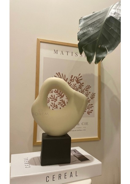 Luxury Seramik Büyük Asimetrik Büst, Heykel Bej Siyah 1 Adet modelleri