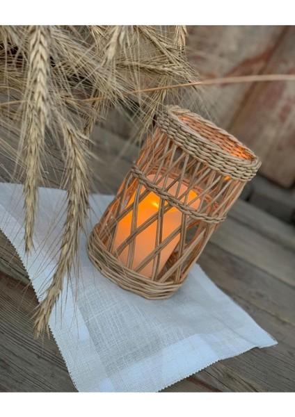 Luxury Bohem Bambu Mumluk, Bambu Fener, Bohem Bambu Şamdan Ev Dekorasyonu Mumluk 1 Adet