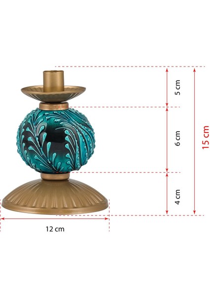 Luxury Tekli Yeşil Çinili Mumluk Eskitme Dekoratif Obje 1 Adet