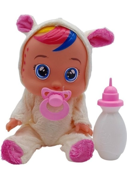 Luxury Cute Ağlayan Emzikli Biberonlu Bebek 1 Adet