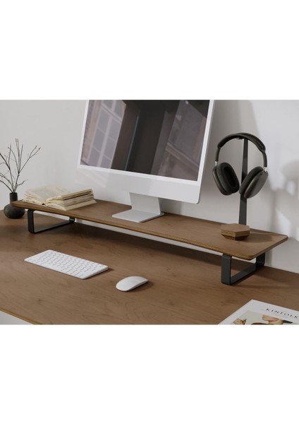 Luxury Doğal Ahşap Monitör Yükseltici Monitor Altlığı Monitör Sehpası Curve 1 Adet