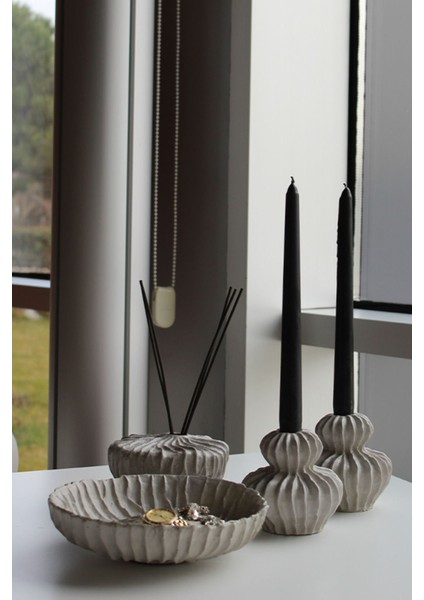 Luxury Dalga Desenli Modern El Yapımı Beton 4'lü Set 1 Adet