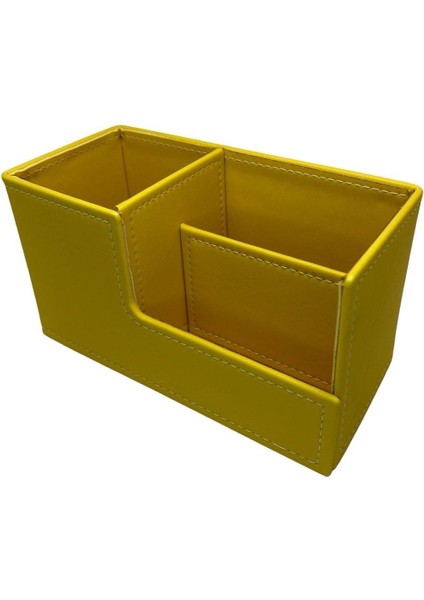 Luxury Masaüstü Deri Organizer Kalemlik (Beyoğlu Serisi) - Pastel Sarı 1 Adet