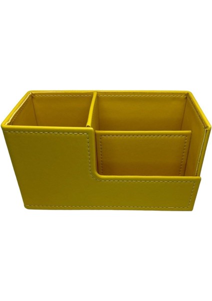 Luxury Masaüstü Deri Organizer Kalemlik (Beyoğlu Serisi) - Pastel Sarı 1 Adet