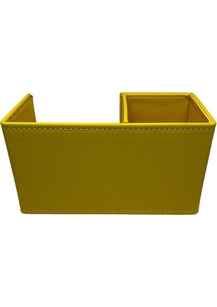 Luxury Masaüstü Deri Organizer Kalemlik (Beyoğlu Serisi) - Pastel Sarı 1 Adet