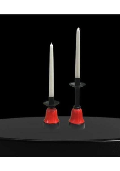 Luxury Ikili Metal Çan Mumluk Kırmızı Renkli 1 Adet