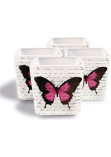 Luxury Dekoratif Buzlu Cam Mumluk Kelebek Desen 8x8 cm (4 Adet) 1 Adet fırsatları