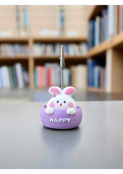 Luxury Happy Temalı Tavşan Fotoğraf Not Tutucu Ofis Masası Tutacak Hediyelik 1 Adet