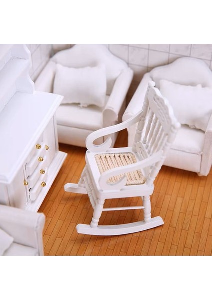 Luxury Minyatür Mobilya Beyaz Ahşap Sallanmalı Sandalye Bebek Evi Çocuk Oyuncakları 1 Adet fiyatları