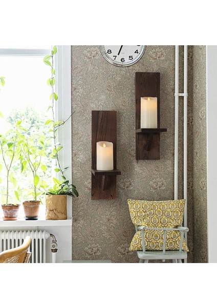Luxury Duvar Tipi Ahşap Mumluk / Çiçeklik (2 Adet) 1 Adet