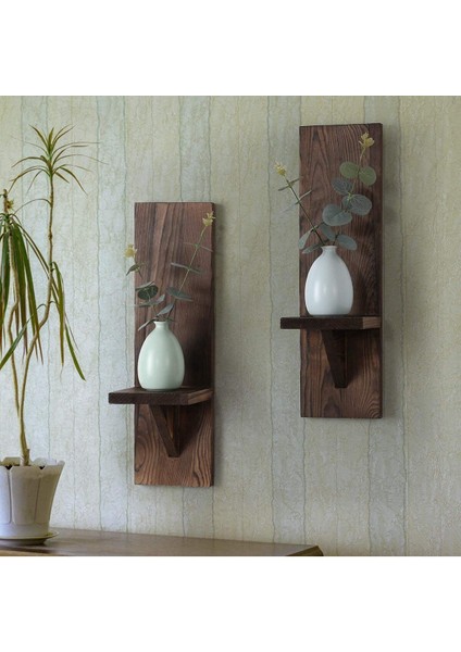 Luxury Duvar Tipi Ahşap Mumluk / Çiçeklik (2 Adet) 1 Adet