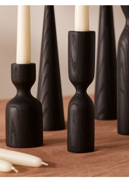Luxury Modern ve Şık Siyah Ahşap Şamdan Seti – 5'li (11 Cm, 14 Cm, 18 Cm, 20 Cm, 25 Cm) Dekoratif Mumluk 1 Adet fiyatları