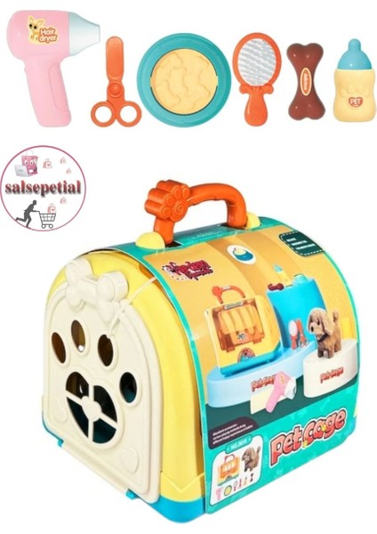 Luxury Sesli Yürüyen Köpek Taşıma Çantalı Aksesuarlı Set - Kafesli Taşınabilir Çantalı Yürüyen Köpek Set 1 Adet