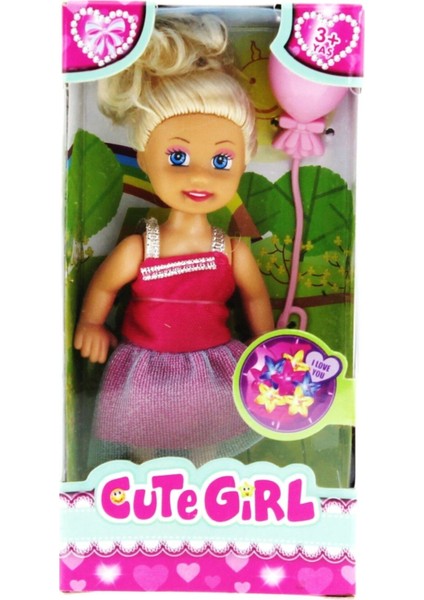 Luxury Cute Girl Pembe Balonlu Sarışın Mini Bebek 1 Adet
