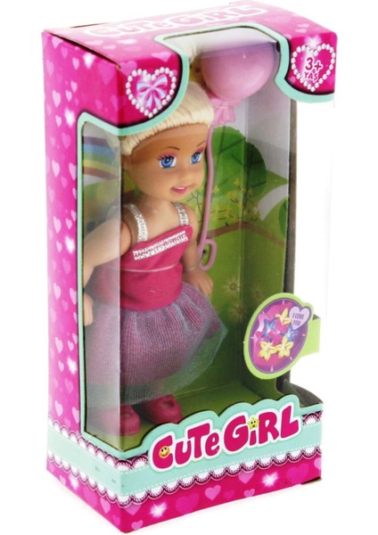 Luxury Cute Girl Pembe Balonlu Sarışın Mini Bebek 1 Adet